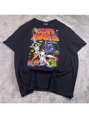 Star Wars Luke Skywalker vs Darth Vader Graphic Tee XL Black Mad Engine T-Shirt